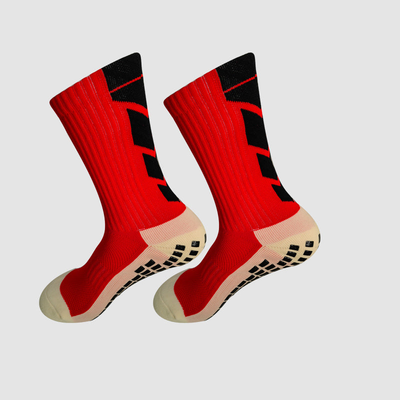 Rutschfeste, gepolsterte Fußballsocken mit Gummisohle – Anti-Rutsch-Trainingssocken mit rutschfester Traktion, Ganzjahres-Sportsocken für Fußball, Basketball, Laufen und Wandern