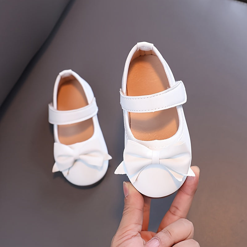 Chaussures plates Mary Jane pour filles, semelle souple antidérapante, décorées d'un nœud, style princesse