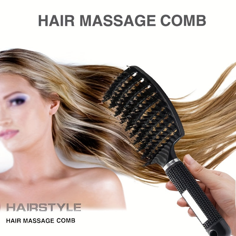 1 Stück gebogene, belüftete professionelle Entwirrungsbürste | Magischer Kopfhautmassagekamm für Frauen, ideal für nasses, lockiges Haar, Styling-Tool, Griff aus ABS-Kunststoff, Nylonborsten - Perfektes Weihnachtsgeschenk für Freunde/Verwandte