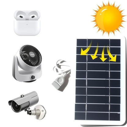 2W Solar Charger Portable Solar Panel with USB, Compact & Lightweight Outdoor Solar Power Bank Charger Compatible for for Power Banks, Phones, Flashlights, USB- Devices (Camping, Hiking, Emergency)