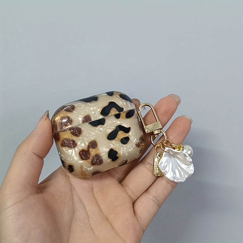 Stilvolle Kopfhörerhülle mit Leopardenmuster und Aufhängekette – perfekt für AirPods 1 und 2!