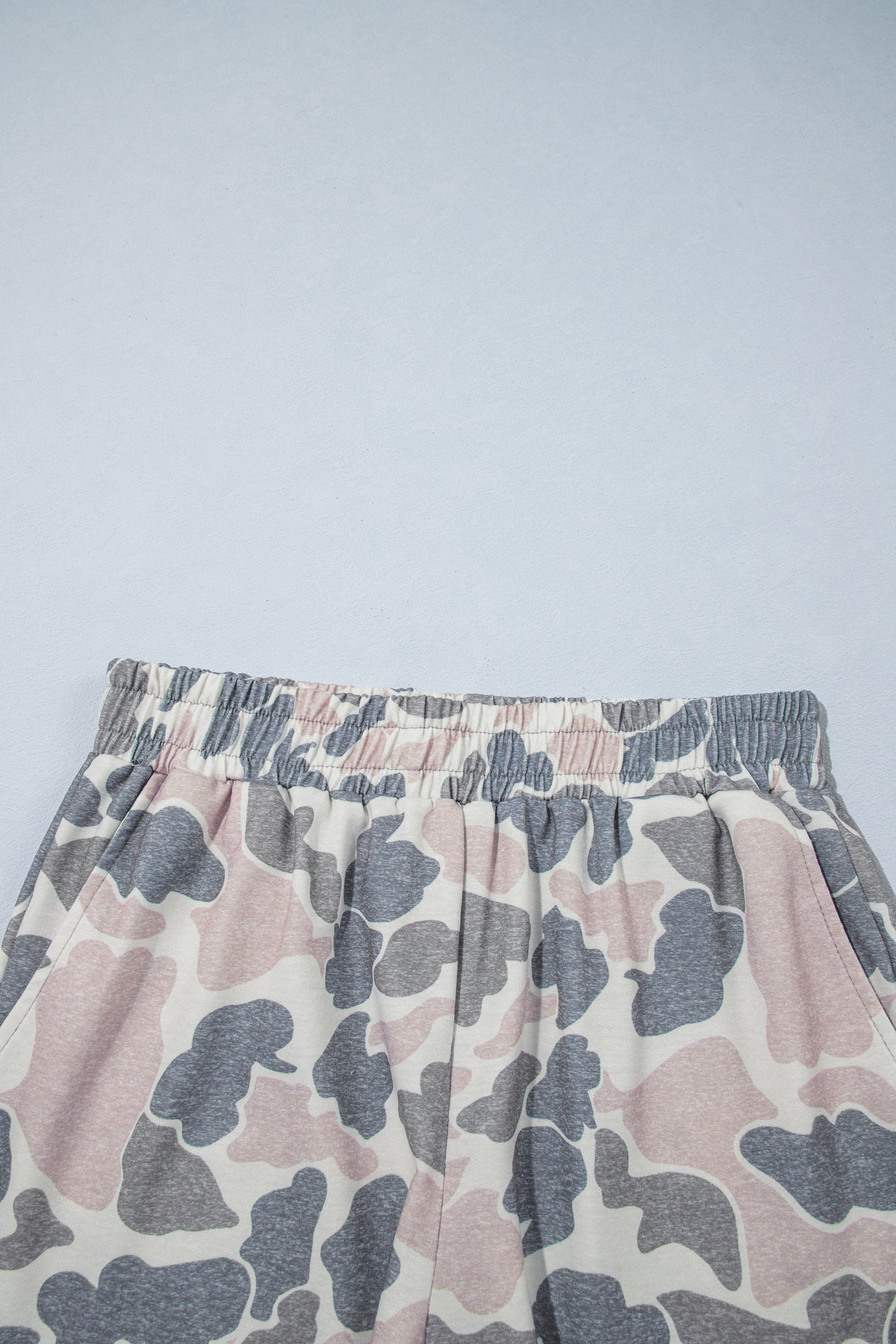 Multicolour Camouflage Patchwork Colorblock 2pcs Long Sleeve Top and Shorts Set