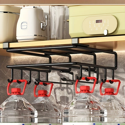 Stainless Steel No-Drill Kitchen Storage Rack for Hanging Under Cabinets, with a Board Holder, Paper Towel Holder, And Pot Lid Organizer