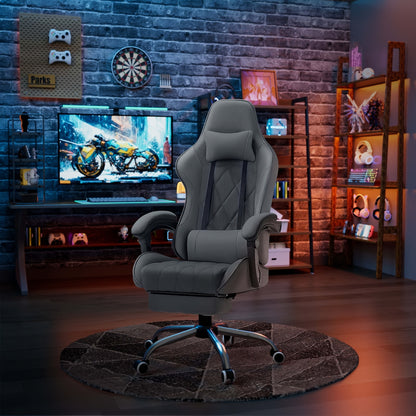 Fabric Computer Chair Gaming Chair Massage Game Chair Cloth Office Chair with Headrest, Lumbar Support & Footrest