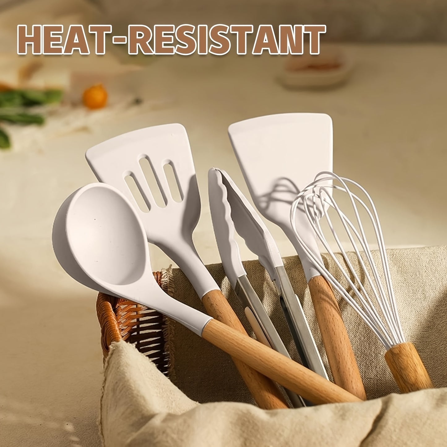 33pcs Silicone Kitchen Utensil Set with Stand - Non-Stick, Heat Resistant Cooking Tools & Gadgets with Wooden Handles