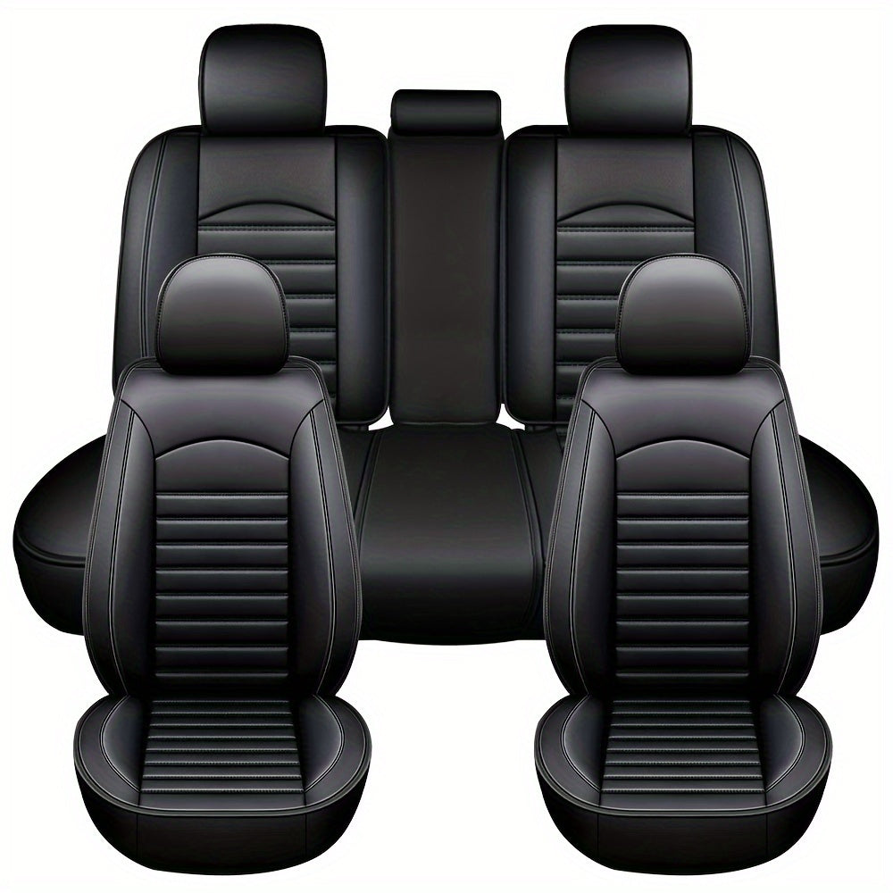 Car Seat Covers Full Set, 5 Seats Universal Seat Covers for Cars, Waterproof Leather Auto Seat Protectors, Front and Rear Seat Protectors