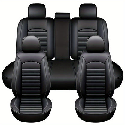 Car Seat Covers Full Set, 5 Seats Universal Seat Covers for Cars, Waterproof Leather Auto Seat Protectors, Front and Rear Seat Protectors