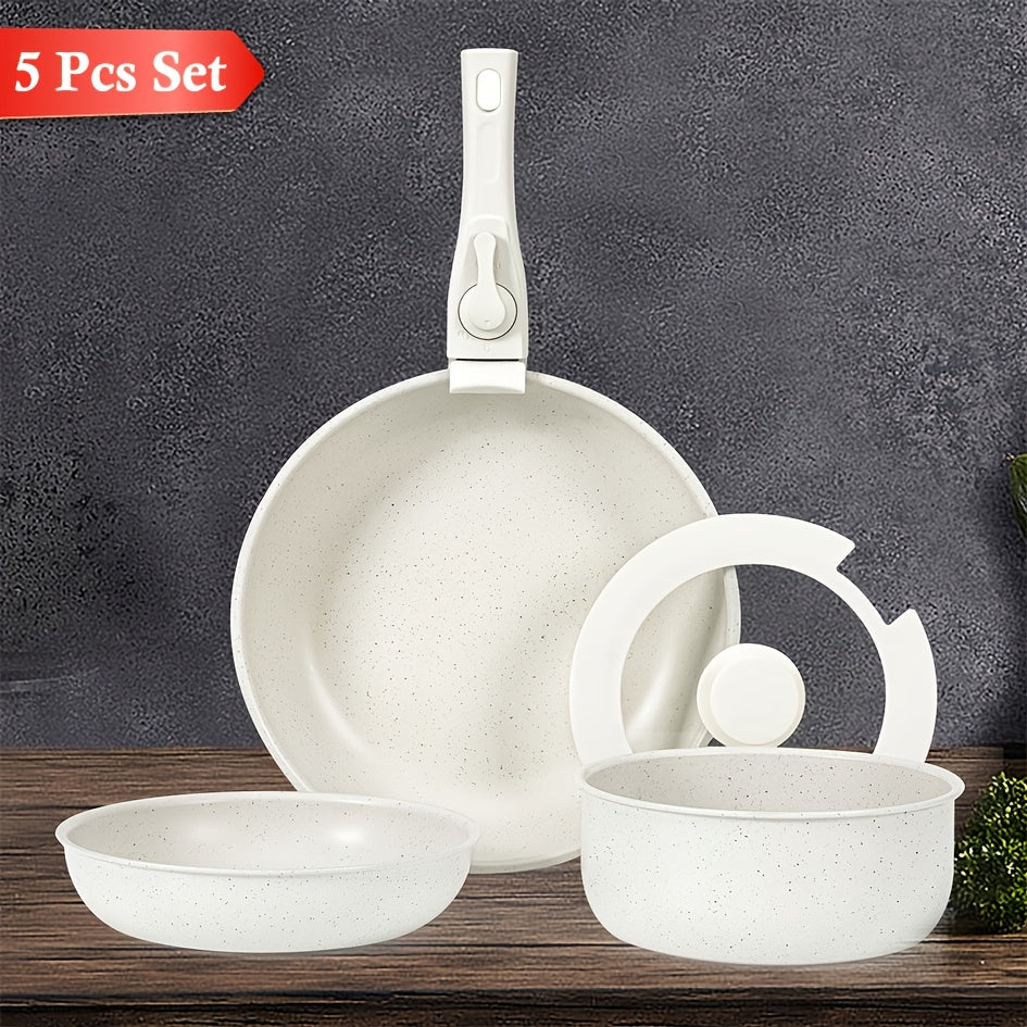 5/12/15pcs Non-stick Pan & Pot Set, Kitchen Cookware Set Detachable Handle, Non-stick Cooker Induction Cookware Set, Detachable Handle, Cookware Set for Commercial Cooking Tools