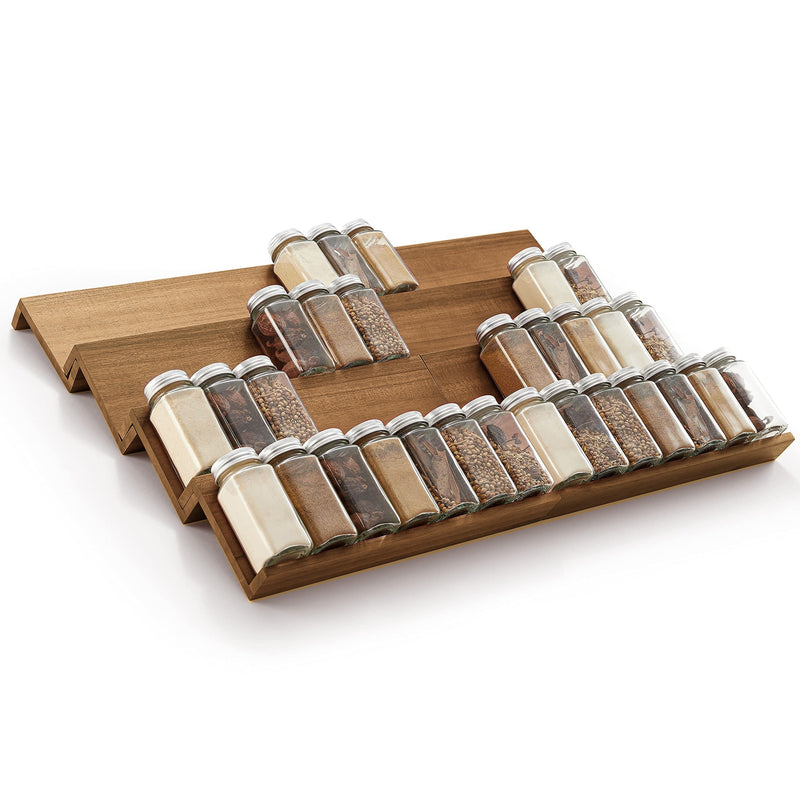 4/8-Piece Stacking Spice Rack - Space-Saving, Multi-Tier Design for Kitchen Drawer Organization, Wooden Seasoning Bottle Holder and Display Storage Rack - Essential Kitchen Storage Supplies for Home Cooks and Chefs