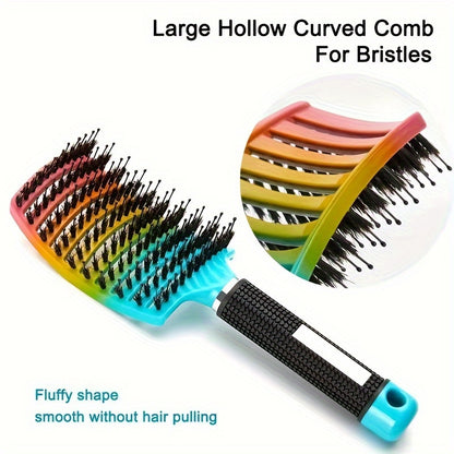 1 Stück gebogene, belüftete professionelle Entwirrungsbürste | Magischer Kopfhautmassagekamm für Frauen, ideal für nasses, lockiges Haar, Styling-Tool, Griff aus ABS-Kunststoff, Nylonborsten - Perfektes Weihnachtsgeschenk für Freunde/Verwandte