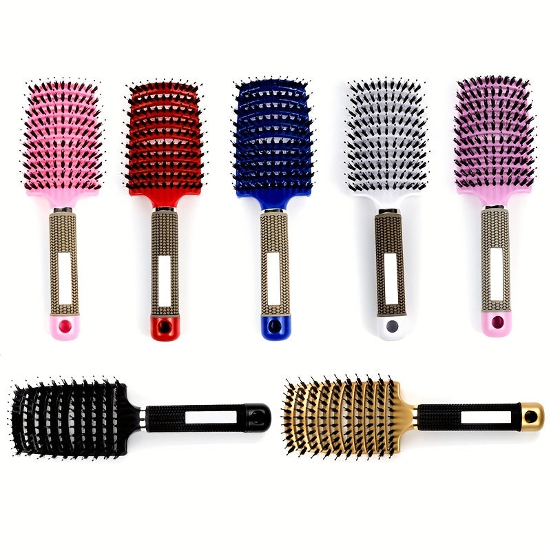 1 Stück gebogene, belüftete professionelle Entwirrungsbürste | Magischer Kopfhautmassagekamm für Frauen, ideal für nasses, lockiges Haar, Styling-Tool, Griff aus ABS-Kunststoff, Nylonborsten - Perfektes Weihnachtsgeschenk für Freunde/Verwandte