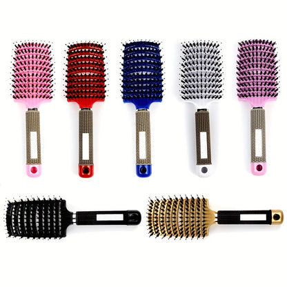 1 Stück gebogene, belüftete professionelle Entwirrungsbürste | Magischer Kopfhautmassagekamm für Frauen, ideal für nasses, lockiges Haar, Styling-Tool, Griff aus ABS-Kunststoff, Nylonborsten - Perfektes Weihnachtsgeschenk für Freunde/Verwandte