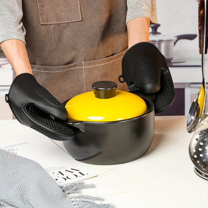 2pcs Silicone Cooking Gloves, Grilling Gloves, Heat Resistant Gloves BBQ Kitchen Silicone Oven Mitts, Silicone Smoker Oven Gloves for Barbecue, Cooking, Baking