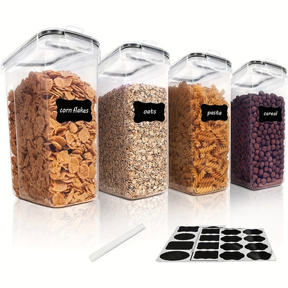 BPA-freie, luftdichte Kunststoff-Vorratsdosen, 2er-/4er-Pack, 2,5 l/88 oz, 4-teiliges Set mit Etiketten, stapelbar und platzsparend, spülmaschinenfest, schwarz, für Müsli, Snacks, Zucker, Küchenorganisation, Müslispender, moderne Küche
