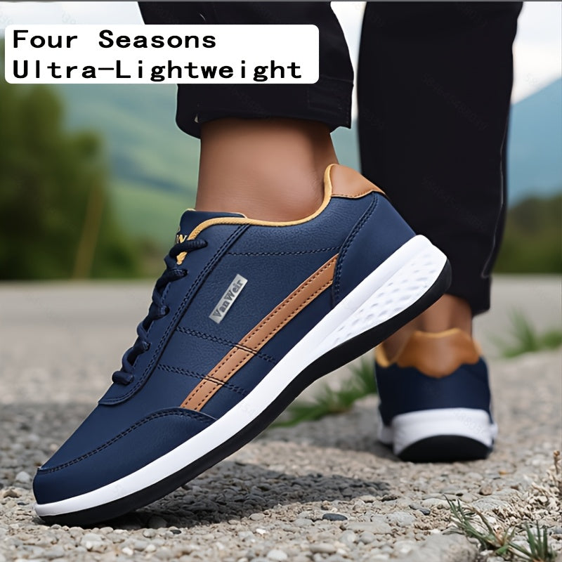VanWeir Lightweight Men'S Shoes | Navy Blue/White, Lace-up Sports Shoes with MD/TPR Sole, Breathable Fabric Lining for Outdoor, Hiking & Casual Wear