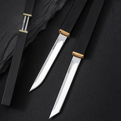 2pcs/set Premium Double Blade Stainless Steel Kitchen Knives - Sharp Cutting Edge, Ergonomic Black Wood Handle, Easy Meat Cleaving, Durable and Rust-Resistant, Perfect for Home and Professional Chefs
