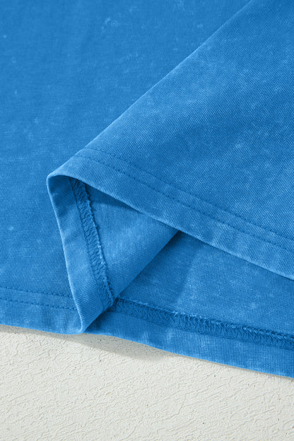 Blue Cotton Mineral Wash T Shirt