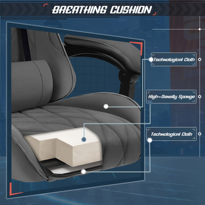 Fabric Computer Chair Gaming Chair Massage Game Chair Cloth Office Chair with Headrest, Lumbar Support & Footrest