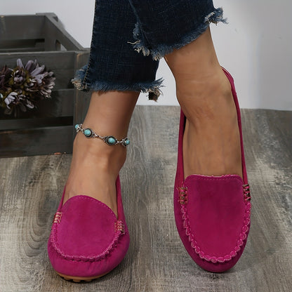 Mocassins confortables à bout rond | Chaussures unies à enfiler pour femmes