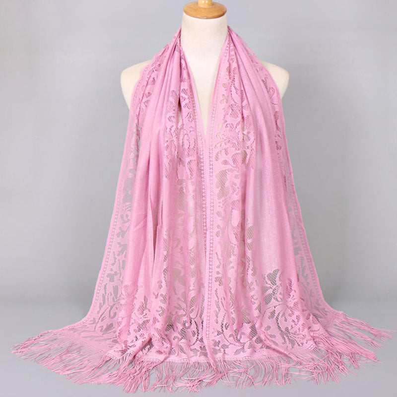 [Schal aus floraler Spitze mit Quasten] Damen-Schal aus floraler Spitze mit Quasten, weicher Netzstoff mit Fransen, Brautschal für Hochzeits- und Abendkleider