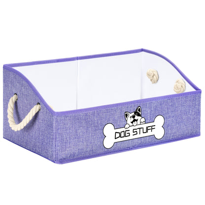 Collapsible Fabric Dog Toy Box And Storage Bin with Handle - Trapezoid Basket Chest Organizer for Pet Toys, Blankets And Accessories