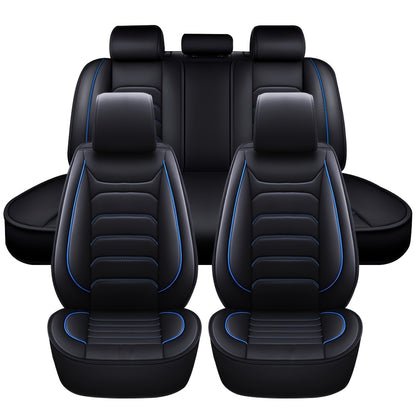 5-Seat Full Set Faux Leather Car Seat Covers - Waterproof All-Weather Protection, Full Surrounded Cushion Protector with Soft Foam Padding, Precise Fit for Cars, Trucks, Sedans & SUVs - Easy Installation, Durable Automotive I