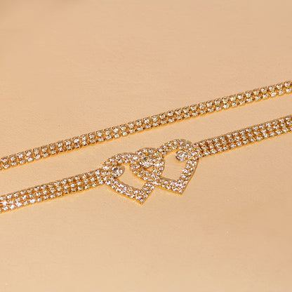 [Two Adjustable Sparkling Anklets] A Set Of Two Ladies' Ankle Bracelets With Water Drill Design, Featuring Adjustable Silvery Sparkling Tennis Anklets, Shining Square Crystal Zirconia Anklets, A Perfect Jewelry Gift.