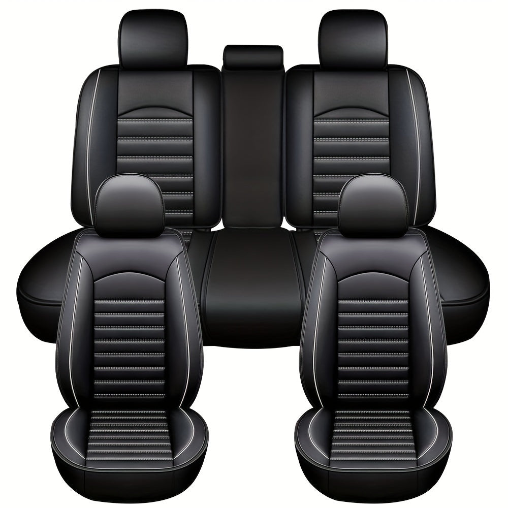Car Seat Covers Full Set, 5 Seats Universal Seat Covers for Cars, Waterproof Leather Auto Seat Protectors, Front and Rear Seat Protectors