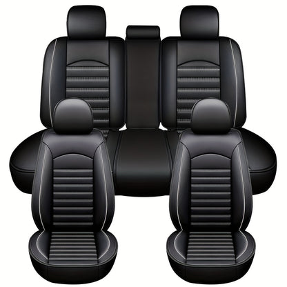 Car Seat Covers Full Set, 5 Seats Universal Seat Covers for Cars, Waterproof Leather Auto Seat Protectors, Front and Rear Seat Protectors