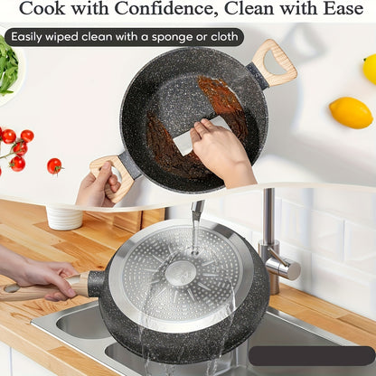 5/12/15pcs Non-stick Pan & Pot Set, Kitchen Cookware Set Detachable Handle, Non-stick Cooker Induction Cookware Set, Detachable Handle, Cookware Set for Commercial Cooking Tools