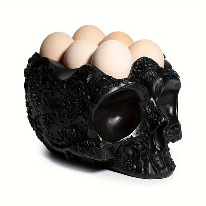 Skull-Shaped Resin Egg Holder - Durable Kitchen Storage Rack For 12 Eggs