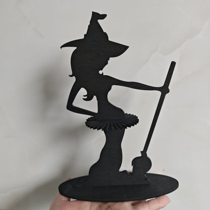 Rustic Wooden Halloween Witch Napkin Holder, Festive Tabletop Decor for Kitchen & Dining Room, No Electricity Needed, Featherless, Holiday Themed Accessory for Christmas & General Use