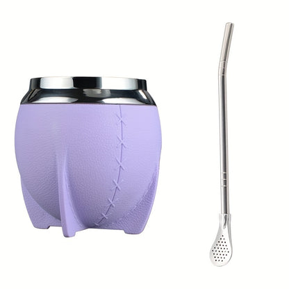 1pc, Yerba Mate Gourd With Bombilla, 9.47oz Stainless Steel Yerba Mate Cup, Double Wall Traditional Tea Cup, Drinkware, Christmas Gifts