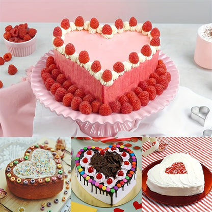 3-Piece Heart-Shaped Cake Pan Set with Removable Bottoms - Aluminum Bakeware for Birthdays, Christmas, Mother's Day, Graduation, Juneteenth, 4th of July - Manual, Non-Stick, 4/6/8 Inch