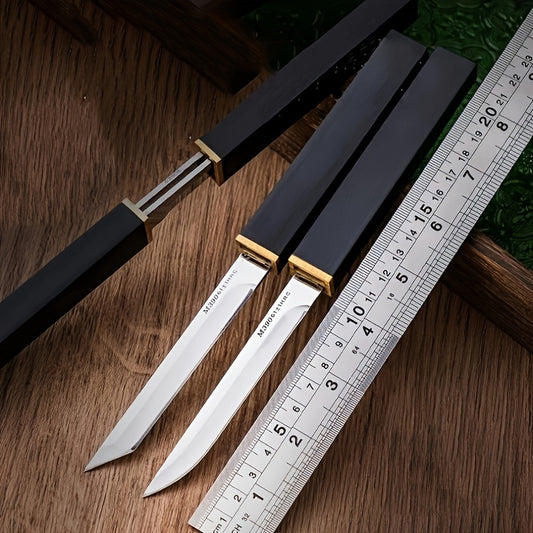 2pcs/set Premium Double Blade Stainless Steel Kitchen Knives - Sharp Cutting Edge, Ergonomic Black Wood Handle, Easy Meat Cleaving, Durable and Rust-Resistant, Perfect for Home and Professional Chefs