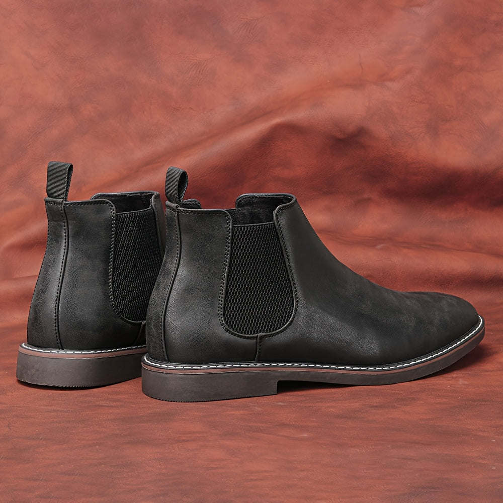 Bottines Chelsea pour homme - Pointures 40 à 46, tige en similicuir marron avec élastique noir, bout pointu, semelle en TPR, idéales pour un style décontracté et les vacances