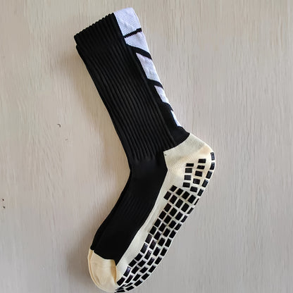 Rutschfeste, gepolsterte Fußballsocken mit Gummisohle – Anti-Rutsch-Trainingssocken mit rutschfester Traktion, Ganzjahres-Sportsocken für Fußball, Basketball, Laufen und Wandern
