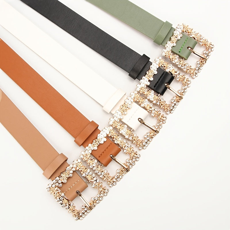 [Elegant Belt] 2023 Women's Fashion Accessory, Elegant Alloy Rhinestone Pin Buckle Belt, Versatile Dress Decorative Accessory, Casual & Sporty Style, Hand Washable - Ideal for Weekend and Festive Occasions, Weekend Casual Wea