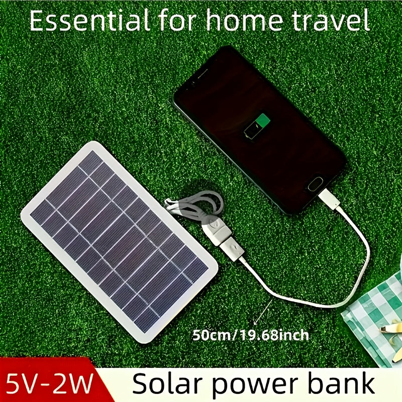 2W 5V Portable Solar Panel, High-Efficiency Monocrystalline USB Fast Charging Board with High Quality & Dustproof Design for Phones / Power Banks / Sports Cameras - Perfect Outdoor Emergency Backup and Gift Idea