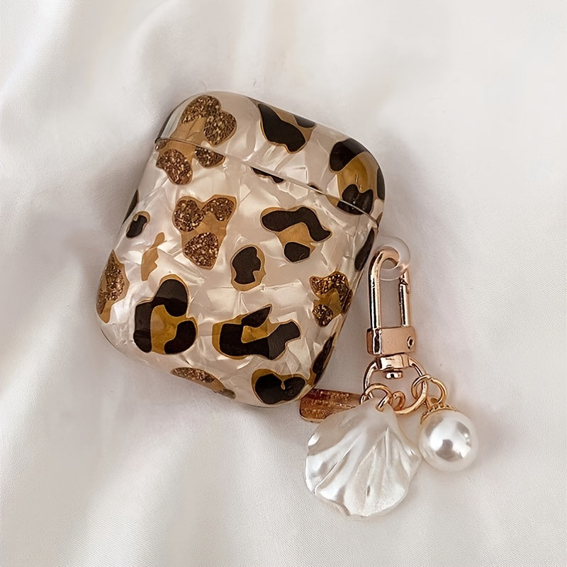 Stilvolle Kopfhörerhülle mit Leopardenmuster und Aufhängekette – perfekt für AirPods 1 und 2!