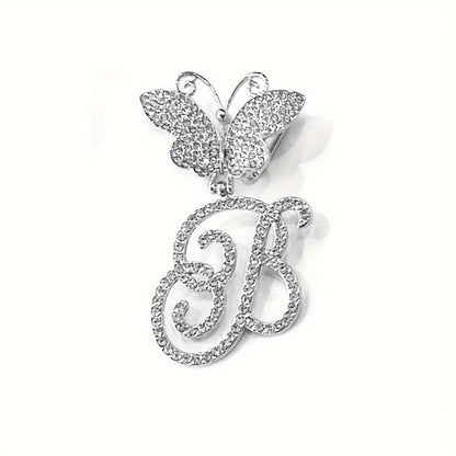 Trendy Shiny Butterfly Cursive Letter Cuban Chain Anklet For Women A-Z Letters Anklets Punk Hip Hop Style Sparkling Barefoot Jewelry