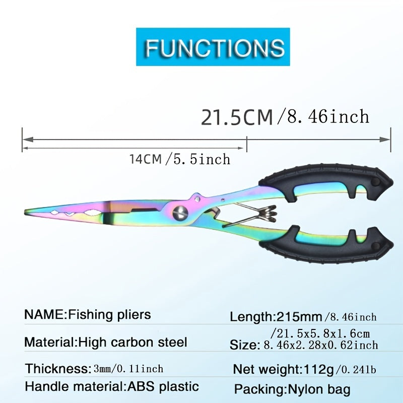 Pince de pêche résistante à l'eau salée avec dégorgeoir à anneaux brisés, dragonne et étui - Accessoires de pêche indispensables pour une gestion facile du matériel