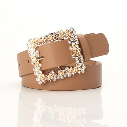 [Elegant Belt] 2023 Women's Fashion Accessory, Elegant Alloy Rhinestone Pin Buckle Belt, Versatile Dress Decorative Accessory, Casual & Sporty Style, Hand Washable - Ideal for Weekend and Festive Occasions, Weekend Casual Wea