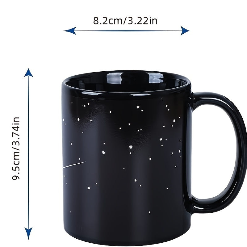 1pc Solar System Odyssey Heat-Sensitive Mug - A Color-Changing Cosmic Journey with Every Sip - Durable Ceramic Water Cup for Space Lovers, Perfect Summer to Winter Drinkware Gift