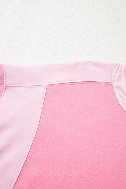 Bonbon 2-tone Color Block Patchwork Drop Shoulder Sweatshirt