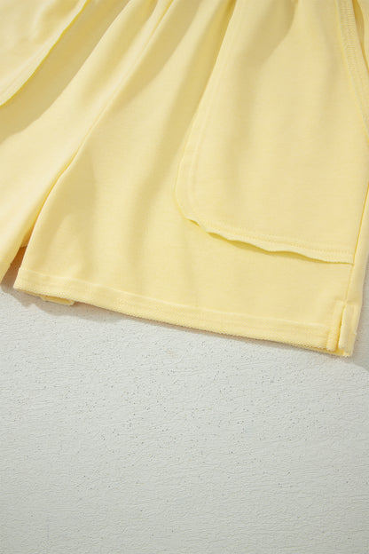 Mist Blue Loose Polo Tee Elastic Waist 2pcs Short Set