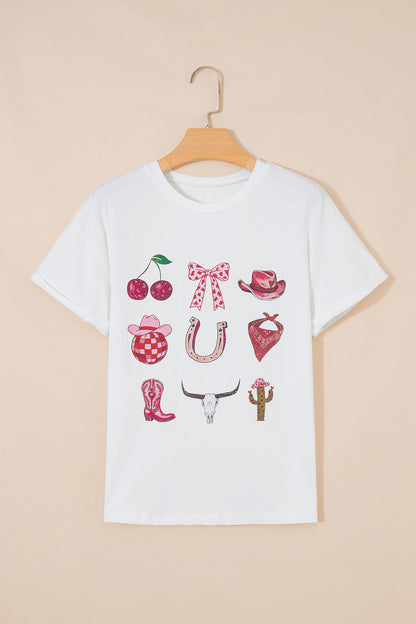 White Coquette Cowgirl Elements Printed Relaxed Tee