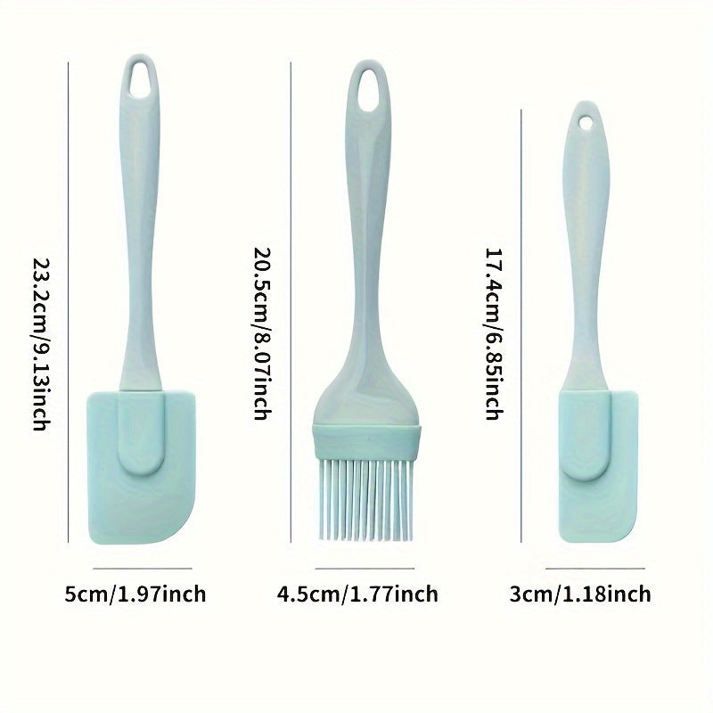3-Piece Silicone Bakeware Set - Non-Stick Baking Utensils Including Spatula & Pastry Brush - Ideal for Christmas, Halloween, Easter, Hanukkah