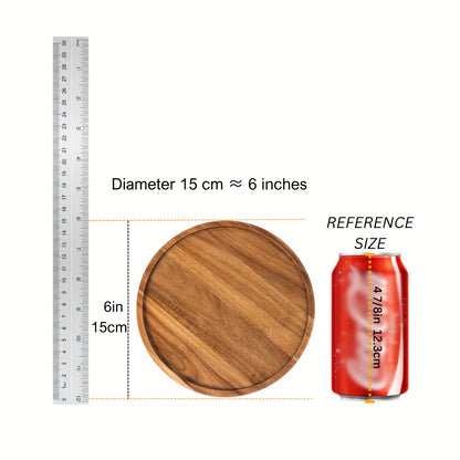 1pc Acacia Wood Plate, Round Wooden Serving Tray For Snacks, Fruits, Desserts, Rustic Dinnerware, Kitchen And Dining Accessories, Table Decors
