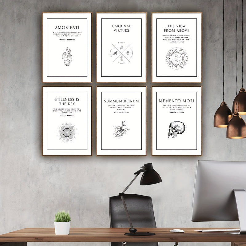 1pc Large Size, Modern Art Design, Minimalist Style, Stoicism Poster, No Frames Included, Gift For Room Decor, Kitchen Dining Room Wall Painting